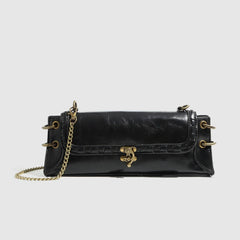 BRONZE LOCK CHAIN SHOULDER CLUTCH BAG_CWAB5710