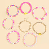 POLYMER CLAY HEART SMILEY FACE BRACELET SET_CWMM3515