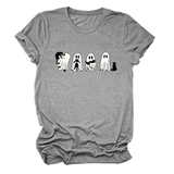 GHOST AND BLACK CAT TEE PLUS SIZE CASUAL TOP_CWTTSL0490