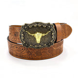 CLASSIC MENS PUNK EMBOSSED LEATHER BELT_CWABE0411