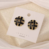 NEW SIMPLE HOLLOW GRID FOUR LEAF EARRINGS_CWAJE3985