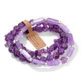 Cwaje3882_Rectangular Stone Beads Three-Piece Bracelet