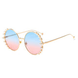 METAL ROUND FRAME PEARL ACCENT SUNGLASSES WOMEN_CWASG1173