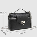 NEW OSTRICH TEXTURE BOXY CHAIN SHOULDER BAG_CWAB5719