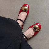Vintage Buckle Mules For Women Closed Toe