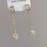 Unique Opal C-Shaped Tassel Stud Earrings