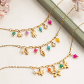 SWEET 18K GOLD PUPPY PAW BEAR CHARM BRACELET_CWAJE4824