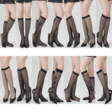Women Fishnet Knee Stockings Hollow Out Calf Socks_Cwms0231