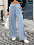 Solid Color Velvet Drawstring Loose Casual Pants
