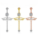 Wing Cz Navel Ring 316L Stainless Steel Piercing_Cwmm9380