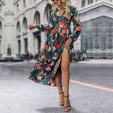 Waist Print Long-Sleeved Haute Couture Dress