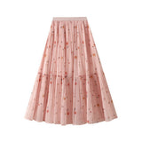 REVERSIBLE FLORAL MESH PLEATED MIDI SKIRT_CWBMS0346