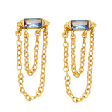 COLORED ZIRCON CHAIN TASSEL EARRINGS_CWAJE1020