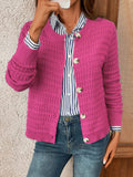 Solid-Color Commuter Knitted Casual Cardigan