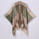 SIMPLE TASSEL MULTI COLOR LARGE PLAID SHAWL_CWASC0942