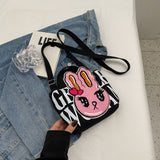 Cute Bunny Mini Letters Plush Shoulder Bag_Cwab2685