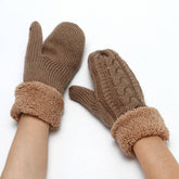 ADULT KNITTED MITTENS WITH PLUSH RABBIT GLOVES_CWAG0253