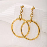 CREATIVE 18K STEEL HOLLOW CIRCLE GEOMETRIC EARRINGS_CWMM8907