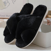 CROSS STYLE FAUX RABBIT FUR SLIPPERS FOR WOMEN_CWSHS0283