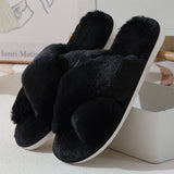 CROSS STYLE FAUX RABBIT FUR SLIPPERS FOR WOMEN_CWSHS0283