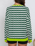 Wavy Color-Blocked Long-Sleeved Sweatshirt