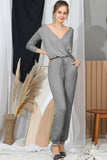 Solid V Neck Top Jumpsuit_Cwsjs216