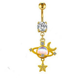 FAN SHAPE CZ BELLY RING HYPOALLERGENIC STYLE_CWMM9198