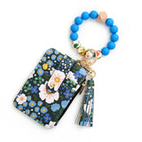 FLORAL PU WALLET WITH BEAD BRACELET CARD HOLDER_CWAB4955