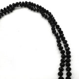BLACK CRYSTAL KNOT SIMPLE LONG NECKLACE_CWMM4861