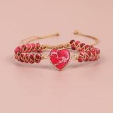 HEART SHAPED CHARM NATURAL STONE WOVEN BRACELET_CWAJE3915