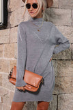 Solid Color Knit Half Turtleneck Dress
