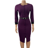 CONTRAST COLOR BUTTONED SLIT OVERSIZED DRESS_CWDMD3719