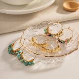 FASHION STAINLESS STEEL COLORED STONE EARRINGS_CWMM2355