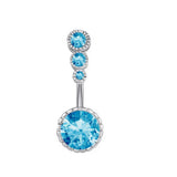 3 GEM CZ BELLY RING SURGICAL STEEL PIERCING_CWMM9174
