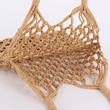 FASHION MESH BEACH BAG HANDMADE WOVEN SHOULDER BAG_CWAB4668