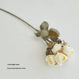 FAUX 5 HEAD WITHERED ROSE WITH BURNT EDGE LOOK_CWMM6589