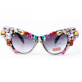COLORFUL RHINESTONE CAT EYE SUNGLASSES_CWASG0790