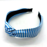 NAVY STRIPE WIDE KNOT PU LEATHER HEADBAND_CWAHA6327