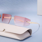 FASHION FRAMELESS DIAMOND CUT SUNGLASSES_CWASG0658