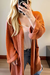 Cwocal00561_Solid Color Casual Loose Knitted Cardigan Coats