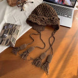 Red Crochet Knit Beanie ? Hollow Out Design_Cwah04323