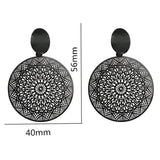 BUTTERFLY PAINTING OIL BLACK HOLLOW EARRINGS_CWAJE2448