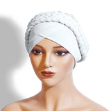 Two Milk Silk Solid Color Braided Headscarf Hat_Cwasc2425