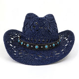 COWBOY STRAW HAT WITH TURQUOISE BELT DECOR_CWAH1252