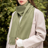Unisex Wool Scarf Soft Solid Color With Tassels_Cwasc2707