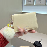 Velvet Mini Trifold Wallet With Pom Pom Charm_Cwab06225