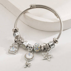 LOCK KEY CHARM ADJUSTABLE STEEL BRACELET_CWMM8496