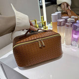 NEW WOVEN PU LEATHER LARGE CAPACITY COSMETIC BAG_CWAB4463