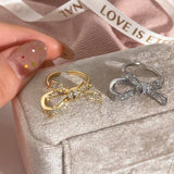 Womens Exquisite Micro-Inlaid Zircon Open Ring