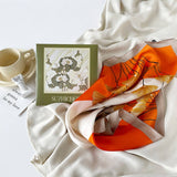 MINT MAMBO LOTUS PRINT SATIN SCARF GIFT FOR WOMEN_CWASC0813